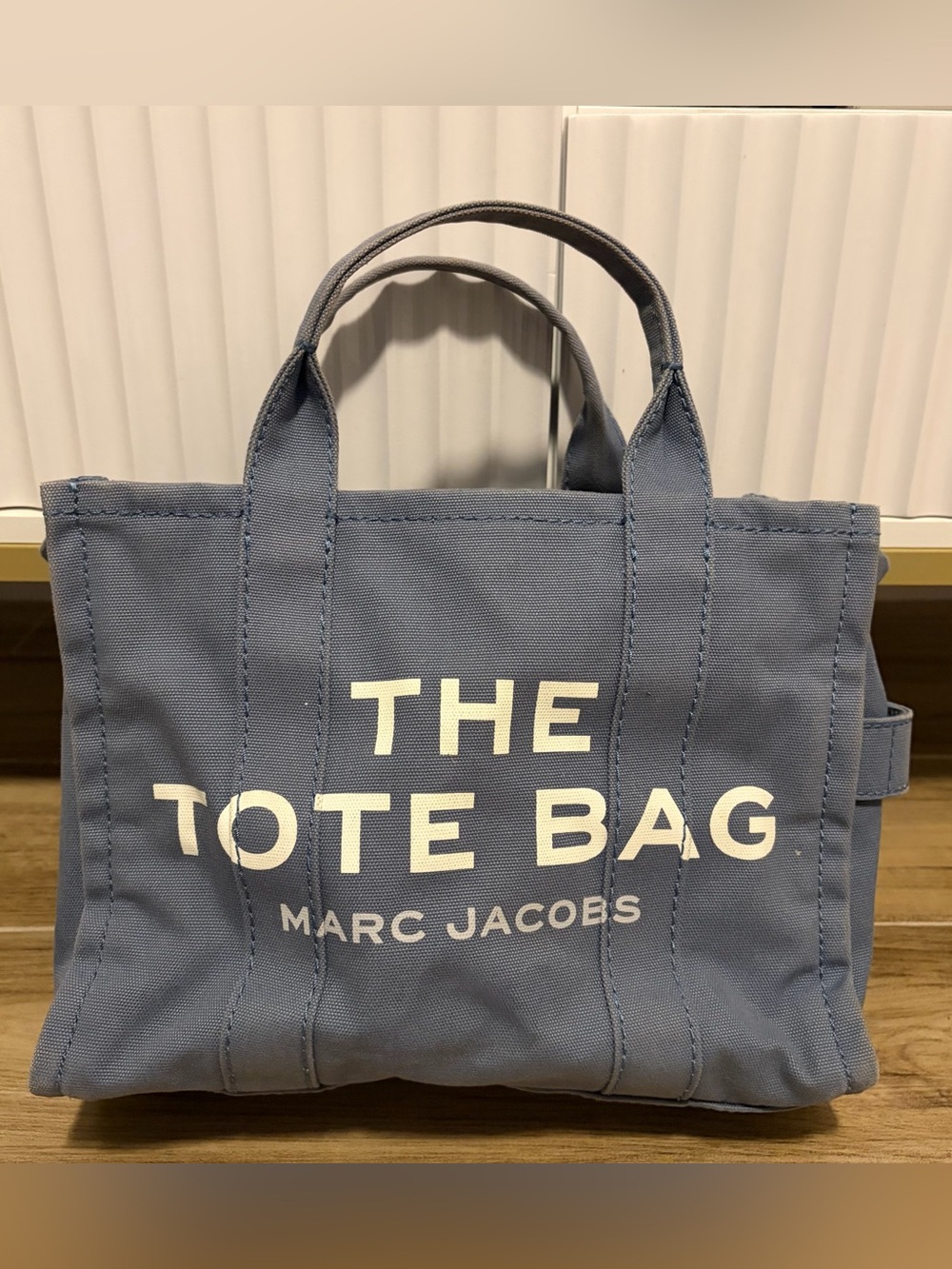 Marc Jacobs The Small Tote Bag Slate Blue Canvas Crossbody Handbag M0016161